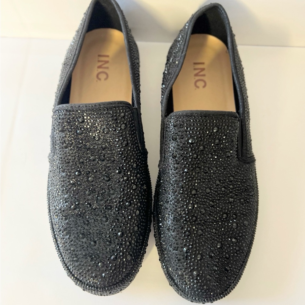 (Final price buy as is)

INC. Black Crystal-Embellished Slip-On Loafers